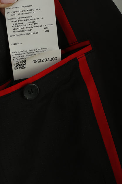 Hugo Boss Men 38 48 Blazer Black Shiny Alko Heise Single Breasted Jacket