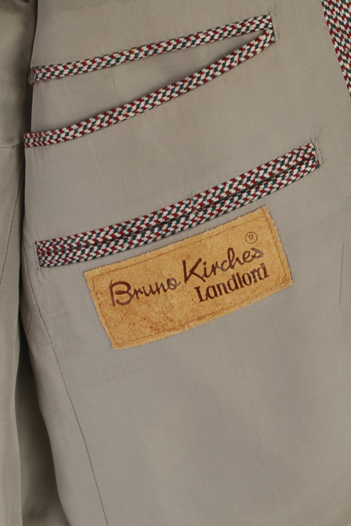 Bruno Kirches Landlord Men 38 Blazer Vintage Green Red Wool Silk Single Breasted Jacket