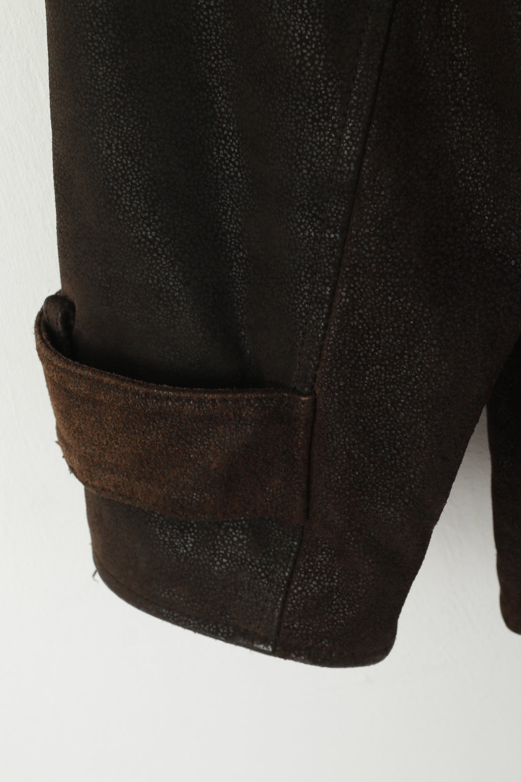 Rollo Club Hommes XS Veste Marron Cuir Brillant Vintage Biker Full Zipper Pilot Oklahoma Top