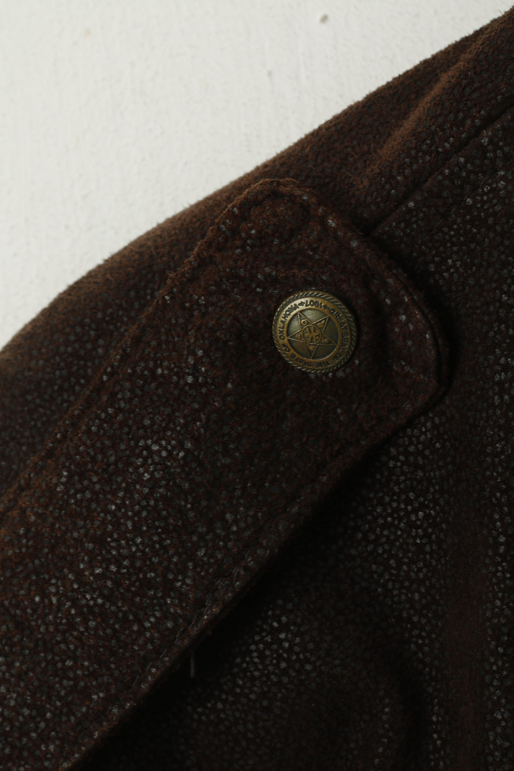 Rollo Club Hommes XS Veste Marron Cuir Brillant Vintage Biker Full Zipper Pilot Oklahoma Top