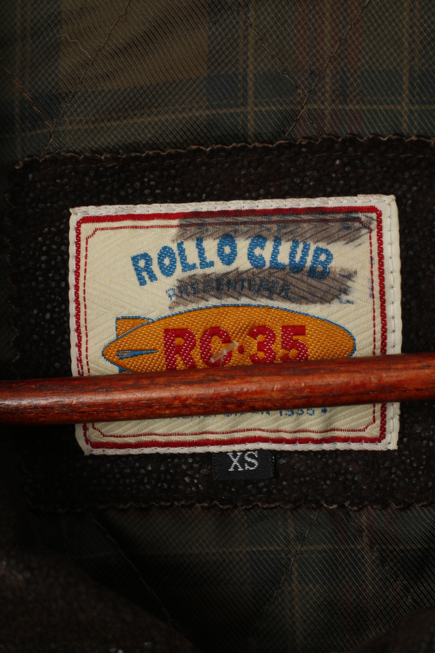 Rollo Club Men XS Jacket Brown Shiny Leather Vintage Biker Full Zipper Pilot Oklahoma Top