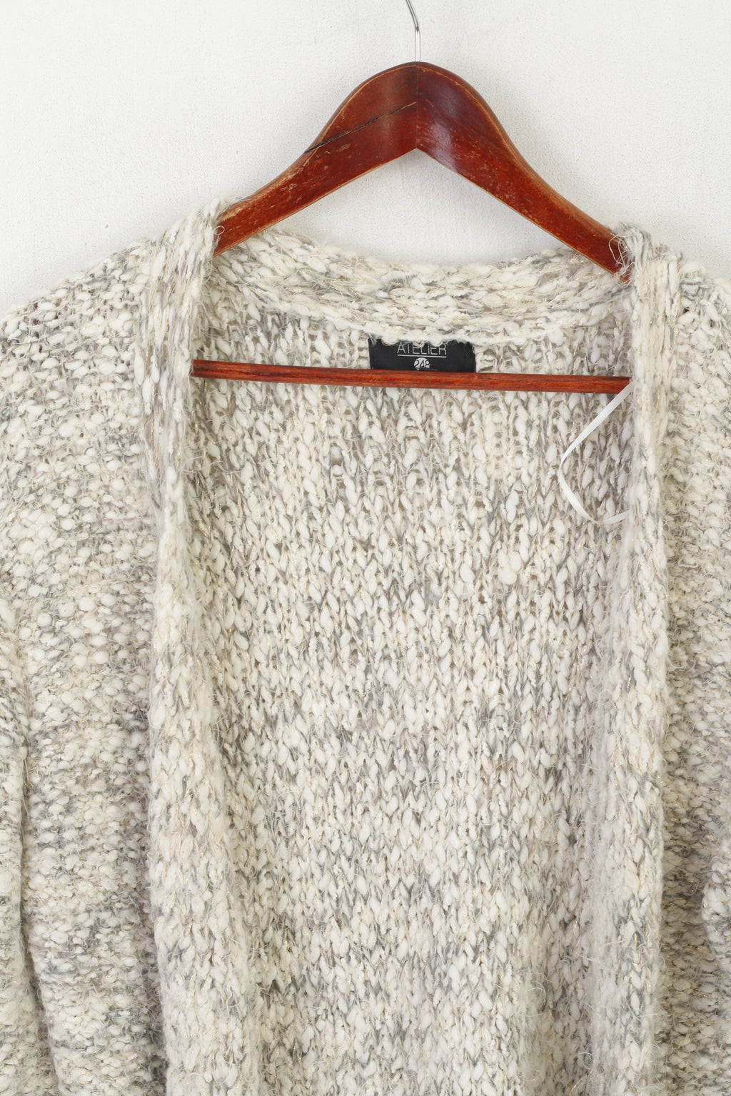 Atelier 248 Femme L Cardigan Beige Or Boho Ouvert Devant Pull Décontracté