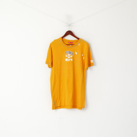 Puma Men M T- Shirt Orange Cotton Graphic Puma Fresh Since 1948 Rugby Short Sleeve Top