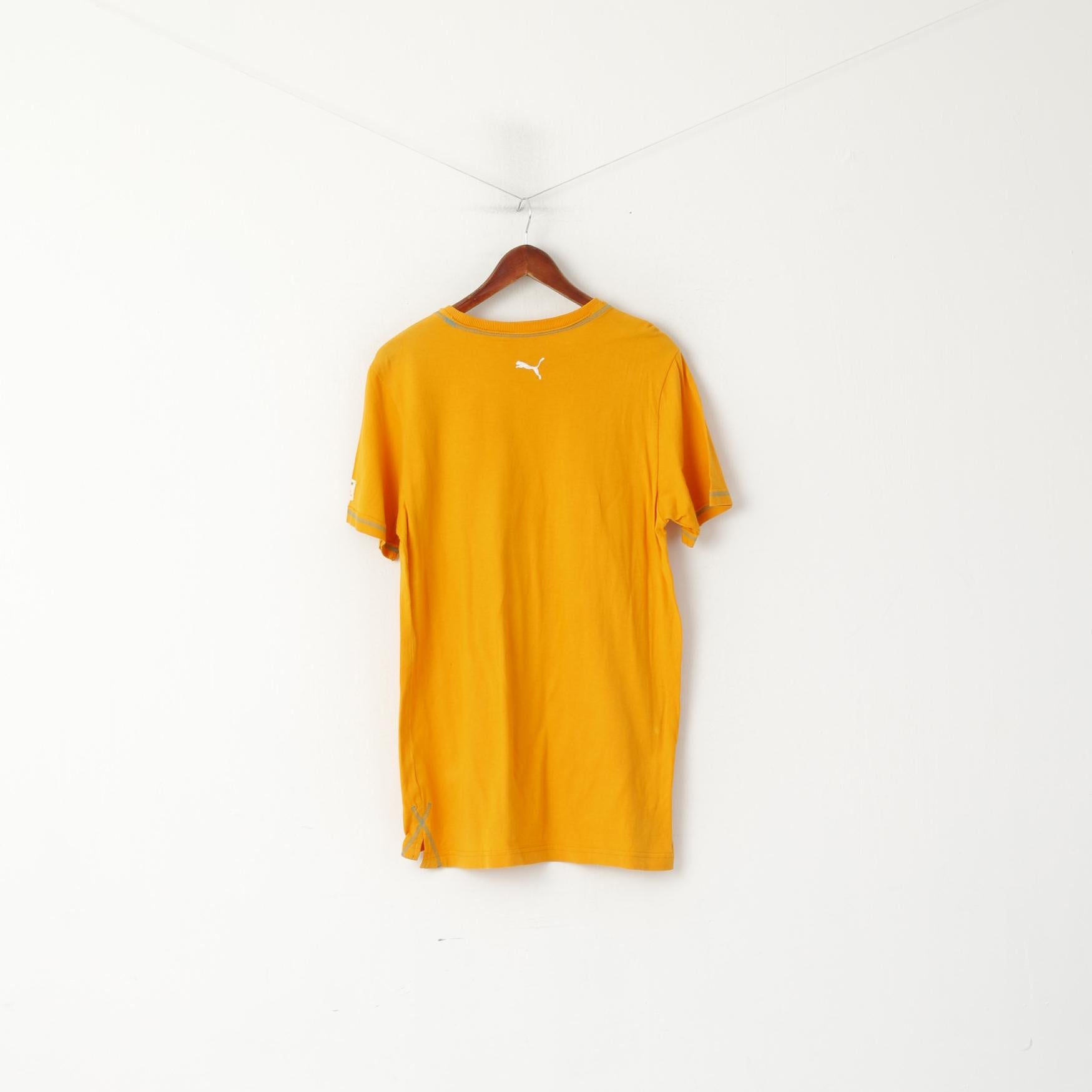 Puma Men M T- Shirt Orange Cotton Graphic Puma Fresh Since 1948 Rugby Short Sleeve Top