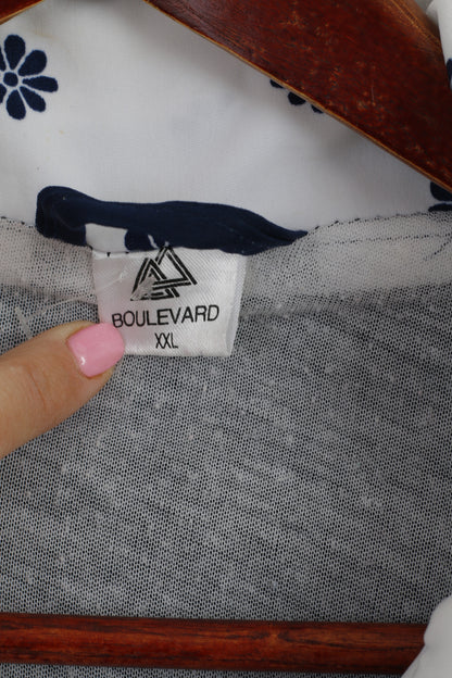 Boulevard Men 2XL Jacket Navy Full Zipper Tyrol Print Sportswear Lightweight Top