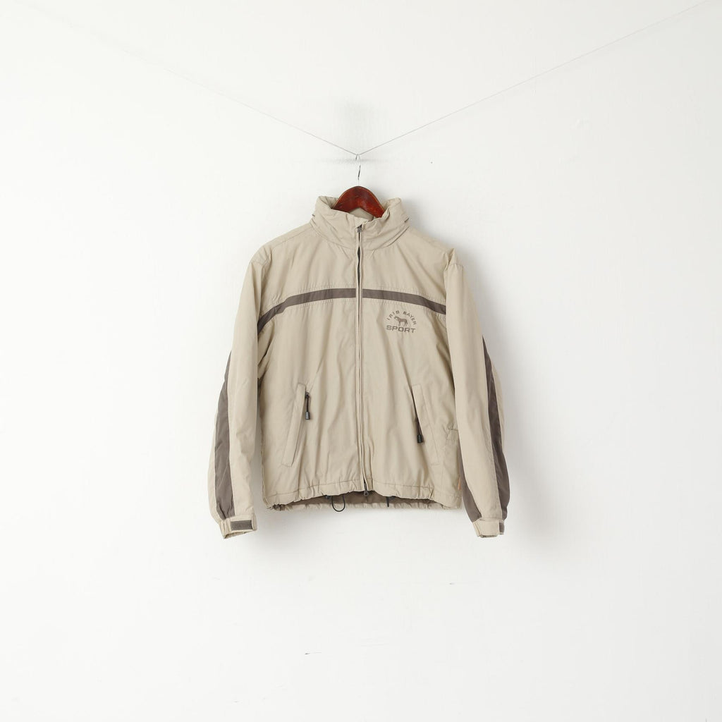 Iris Bayer Sport Veste Femme Beige Équitation Capuche Cachée Fermeture Éclair Complète