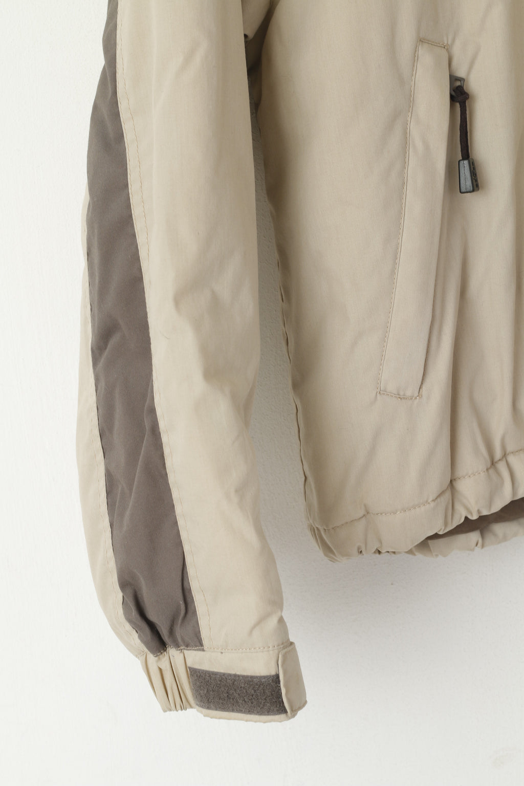 Iris Bayer Sport Veste Femme Beige Équitation Capuche Cachée Fermeture Éclair Complète