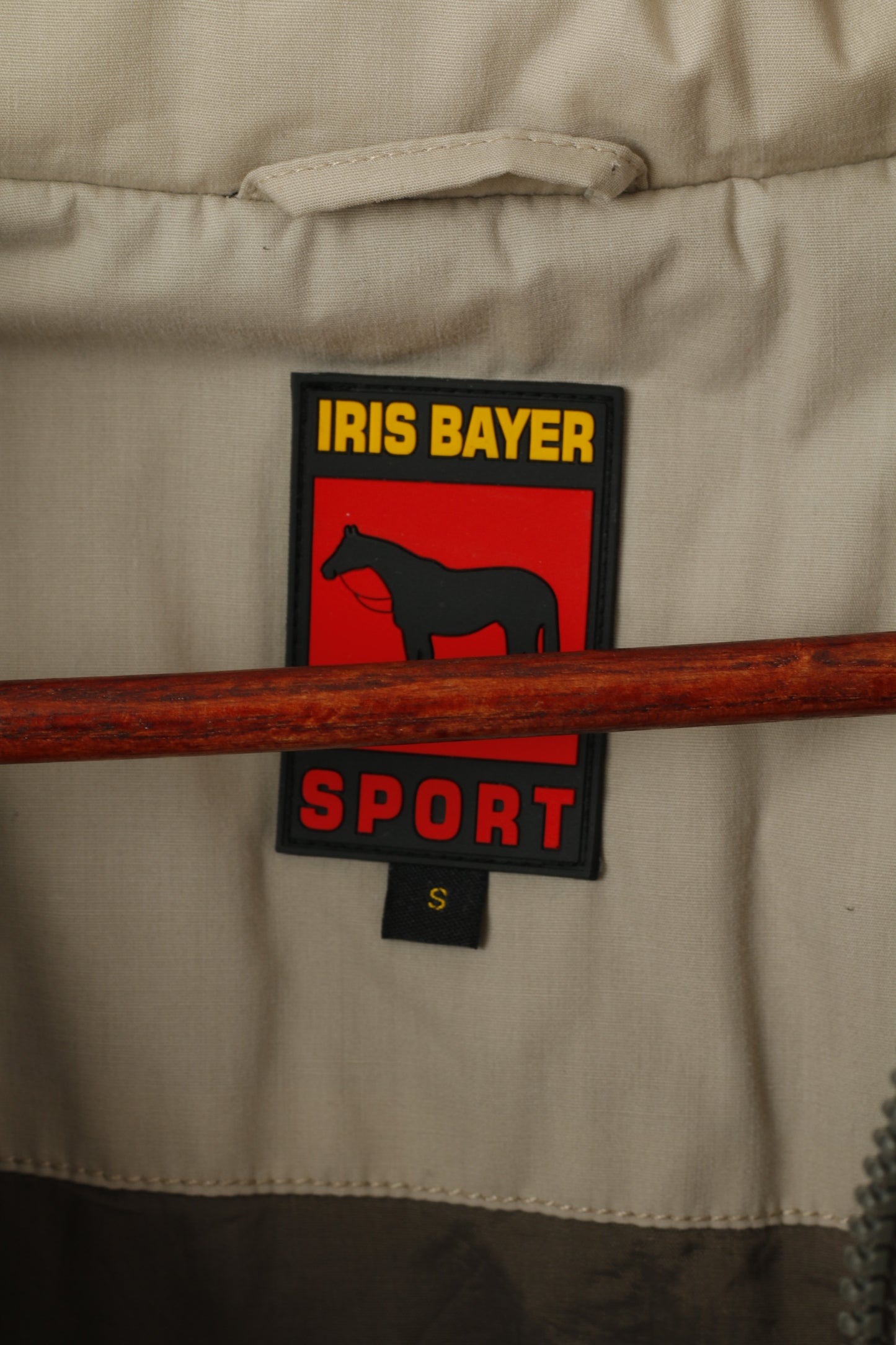Iris Bayer Sport Women S Jacket Beige Horse Riding Hidden Hood Full Zipper Top