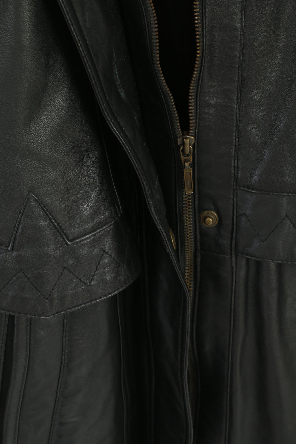Canada C&A Women 18 44 Leather Jacket Black Vintage Shoulder Pads Retro Coat