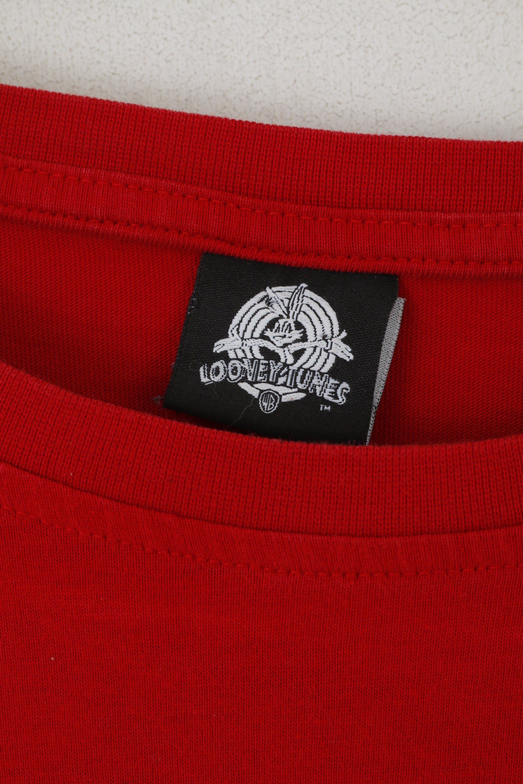 George Looney Tunes Men L Shirt Red Cotton Graphic Look Bald in This?!