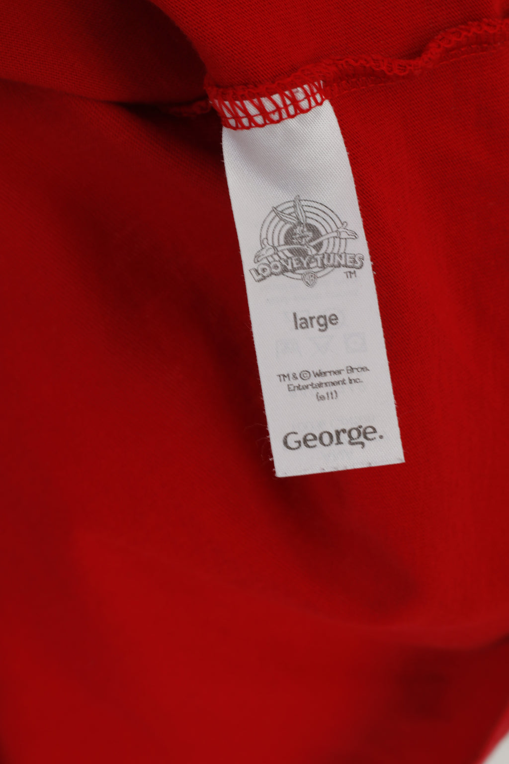 George Looney Tunes Men L Shirt Red Cotton Graphic Look Bald in This?!