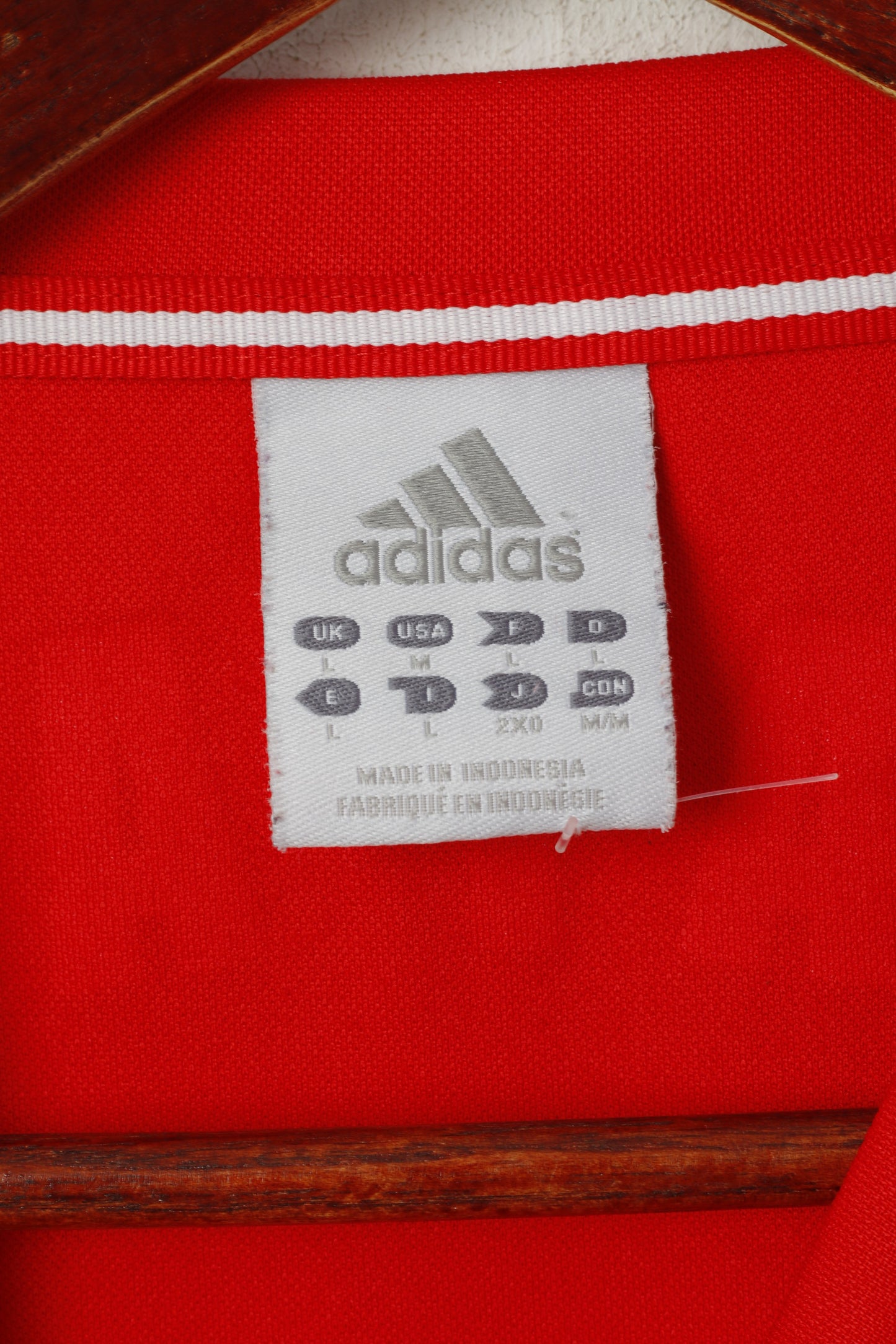 Adidas Men L Shirt Red Japan Jersey Football Activewear Sport Top