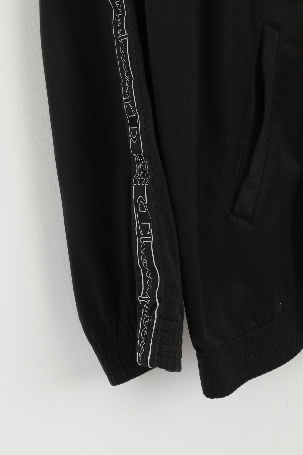 Champion Men XL Sweatshirt Black Shiny Retro Full Zipper Nepomniashy Top