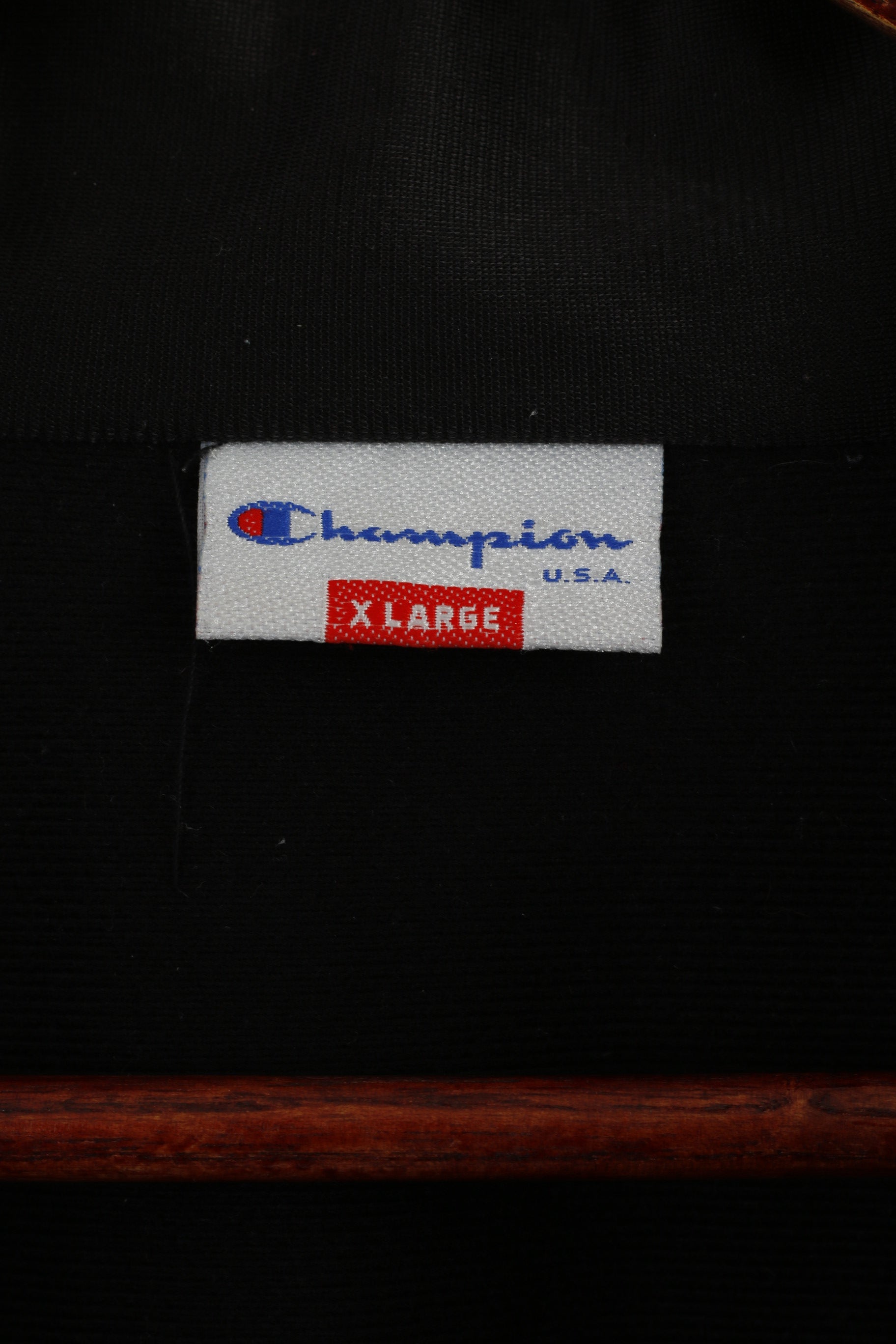 Champion Men XL Sweatshirt Black Shiny Retro Full Zipper Nepomniashy Top