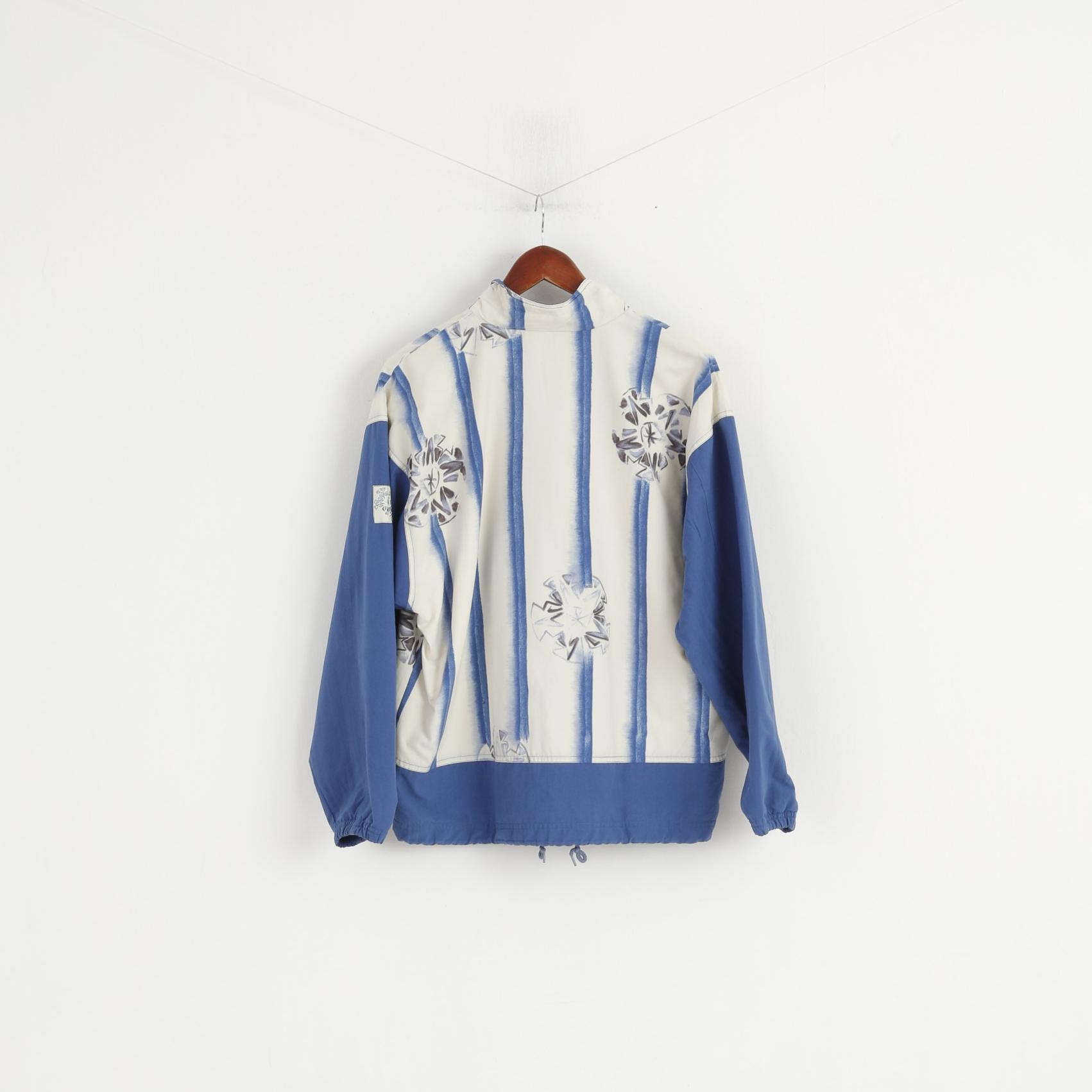 Adidas Women 10 38 S Jacket Vintage Blue Nylon Full Zipper Lightweight Retro Top