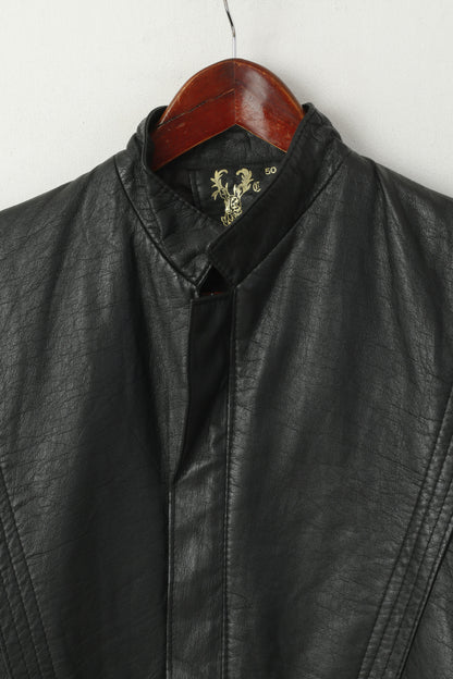 Fashion Aigh Men 50 S Jacket Black Biker Full Zipper Imitation Leather Moto Top