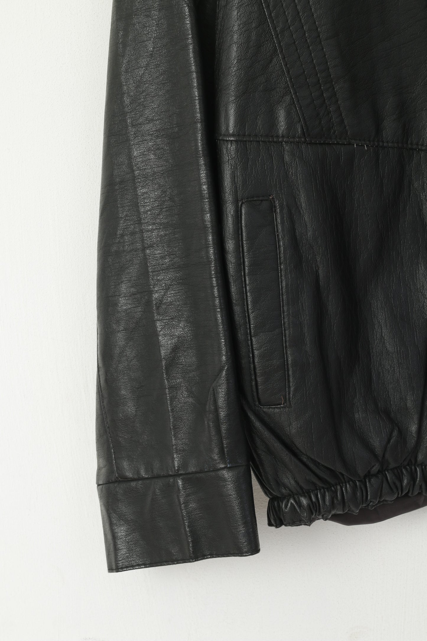 Fashion Aigh Men 50 S Jacket Black Biker Full Zipper Imitation Leather Moto Top