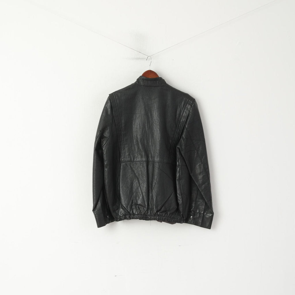 Mode Aigh Hommes 50 S Veste Noir Biker Fermeture Éclair Complète Simili Cuir Moto Haut