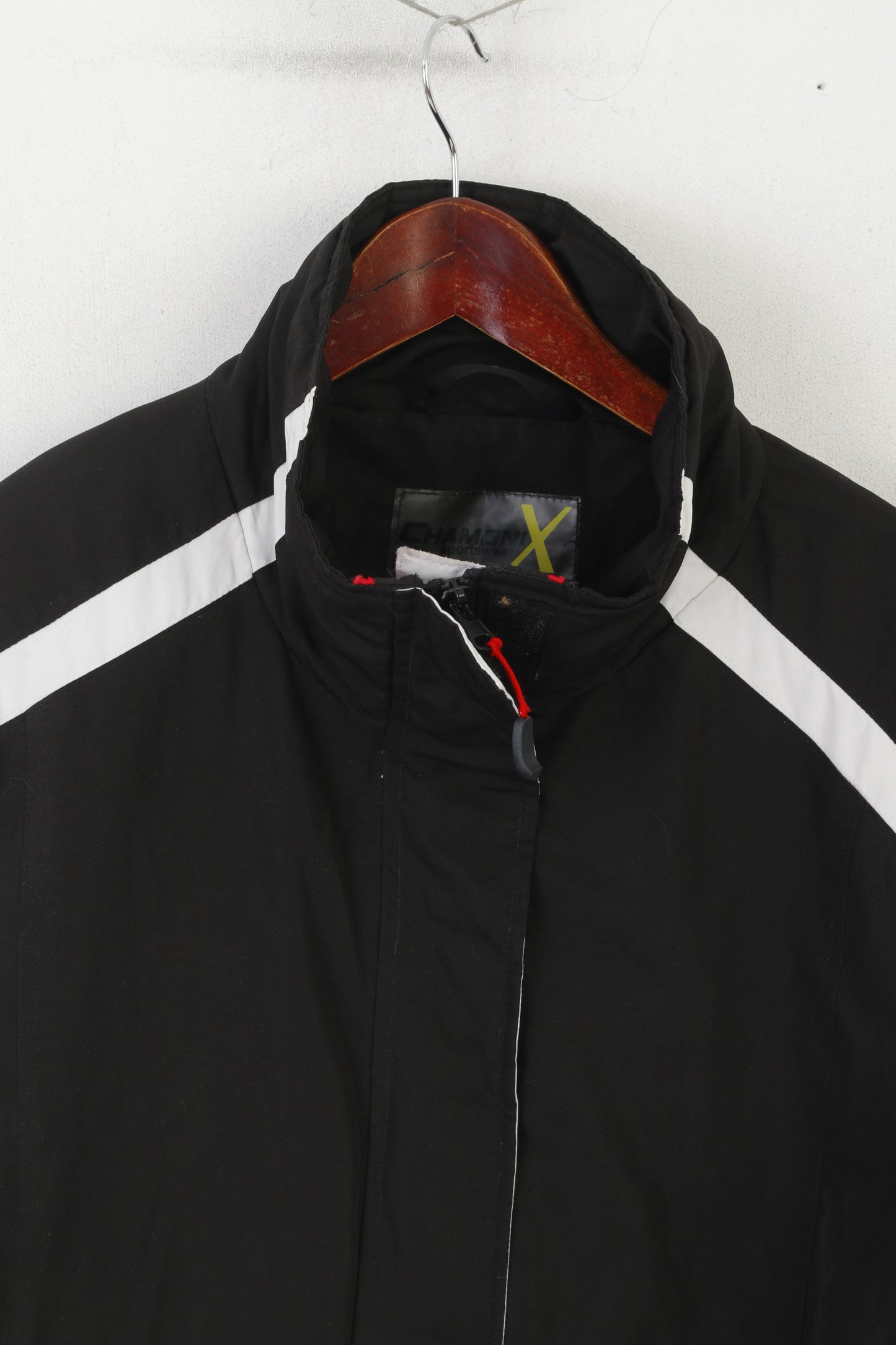 Chamonix Women L Jacket Black Nylon Waterproof Ski Full Zipper Outdoor Top