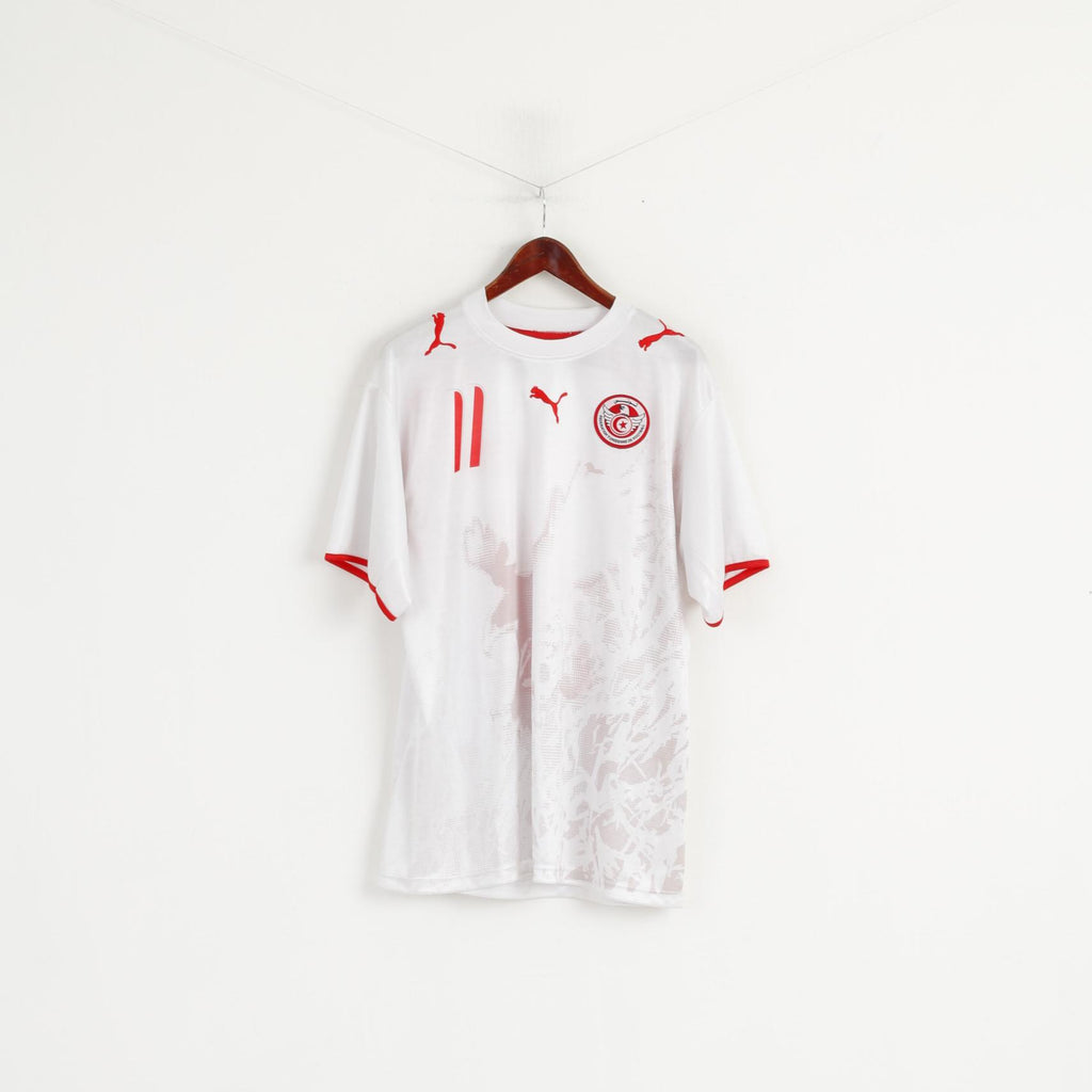 Maglia Puma Federation Tunisienne Uomo XXL Maglia da calcio bianca Dos Santos #11