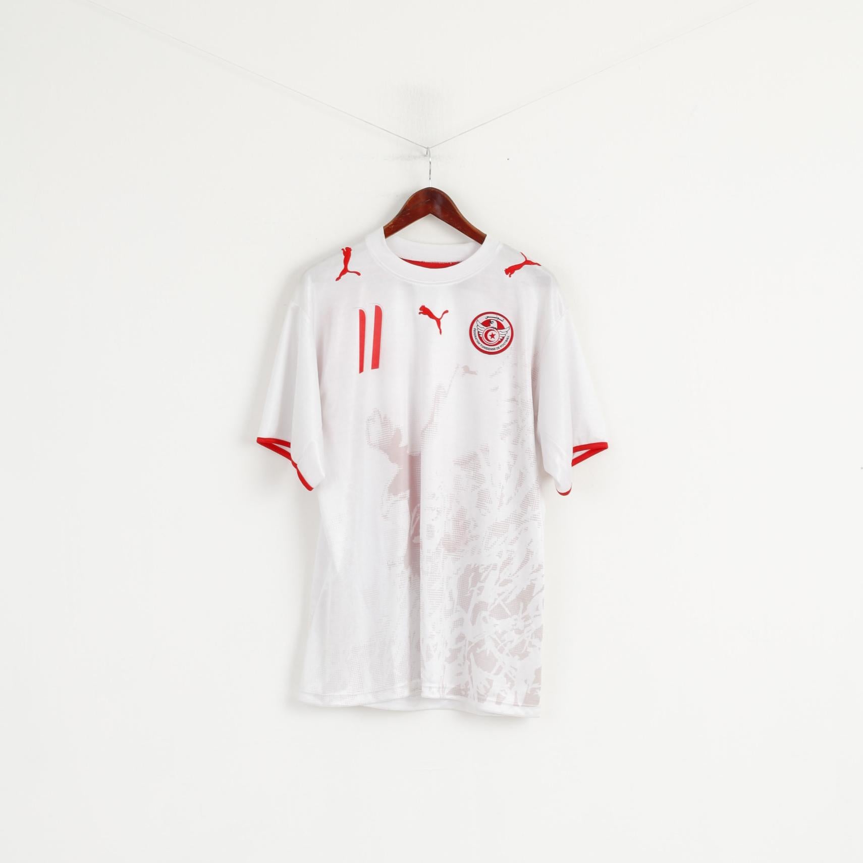 Maglia Puma Federation Tunisienne Uomo XXL Maglia da calcio bianca Dos Santos #11