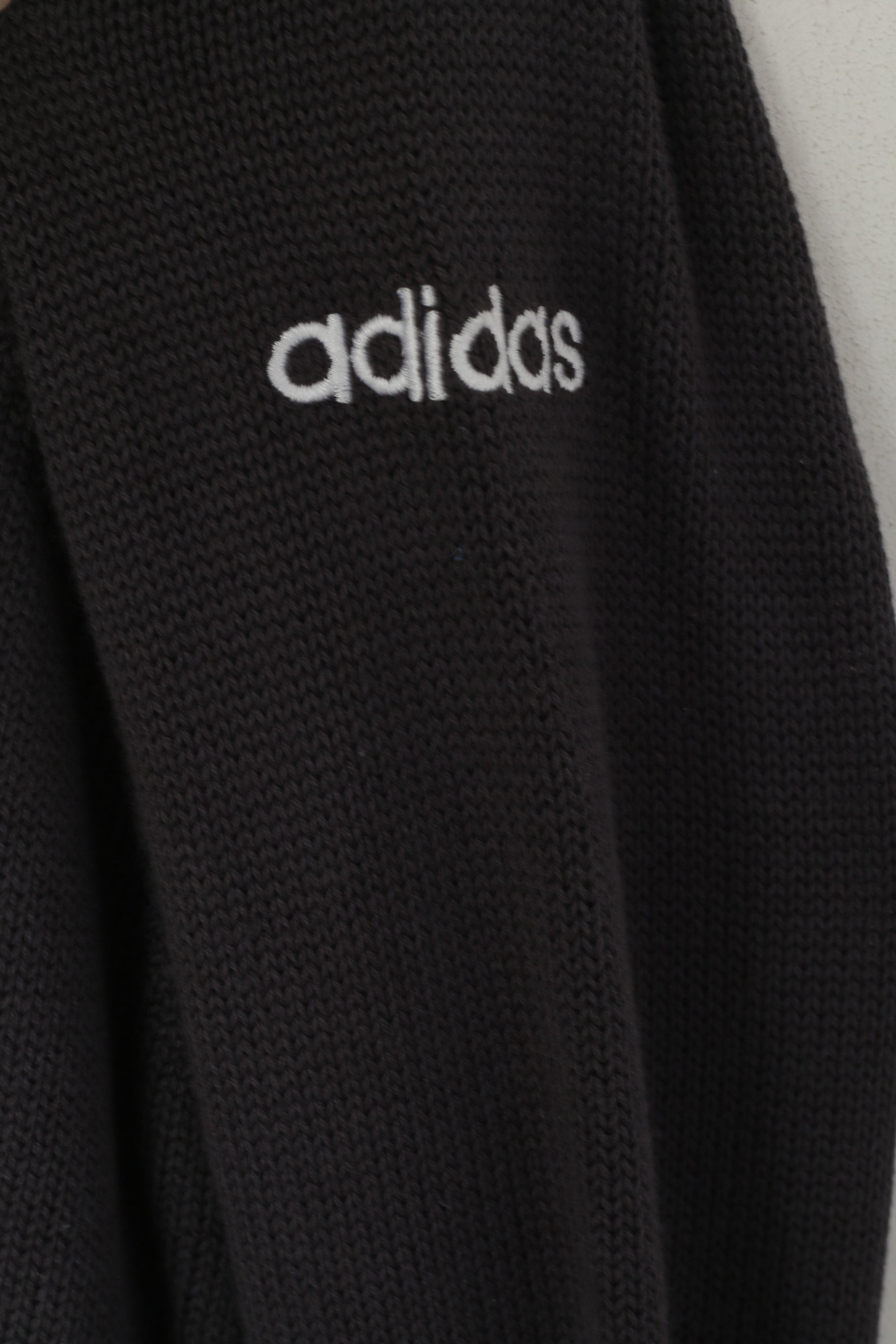 Adidas Hommes XL Jumper Marine Gris Coton Stretch Doux Tricots Logo Pull