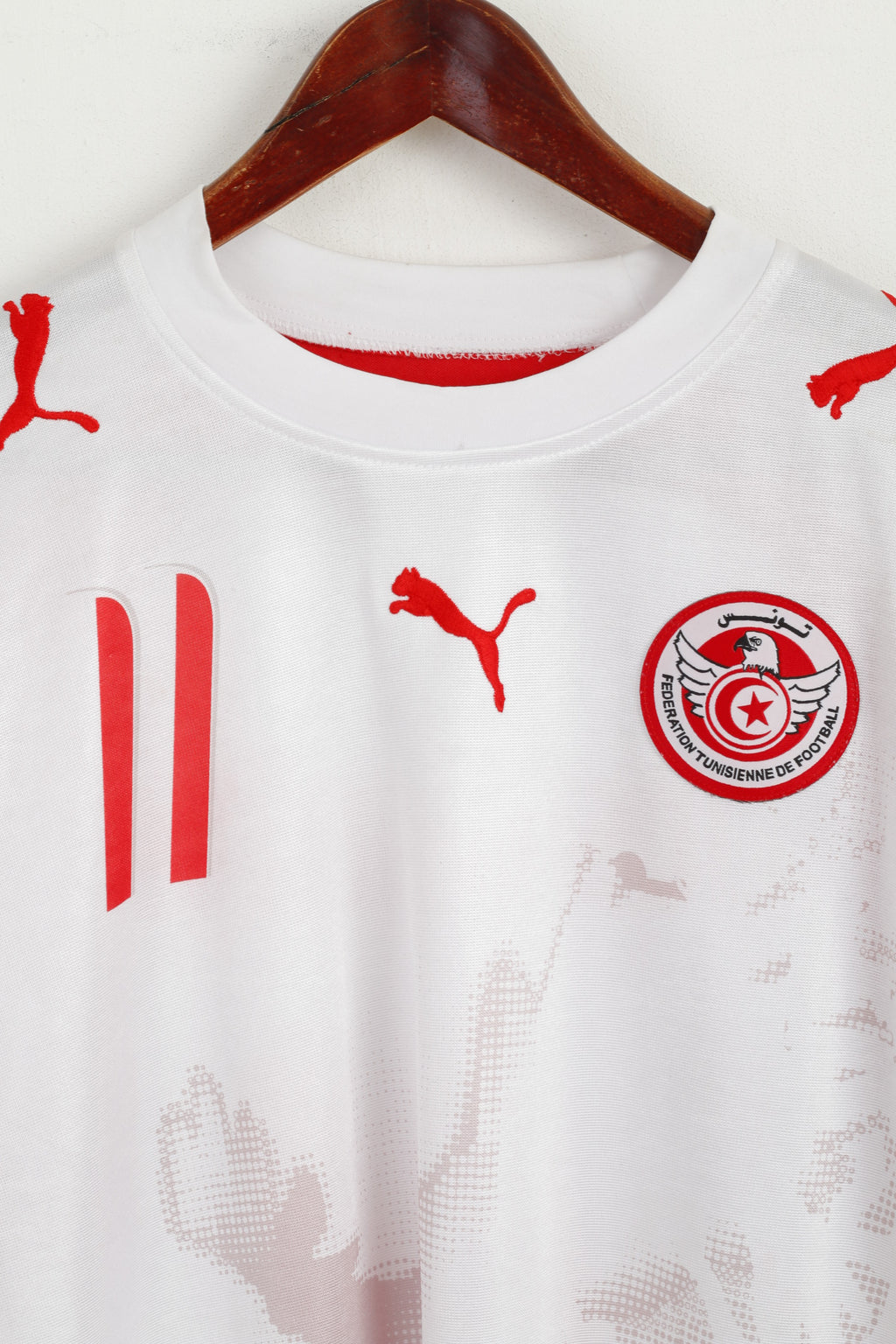 Maglia Puma Federation Tunisienne Uomo XXL Maglia da calcio bianca Dos Santos #11