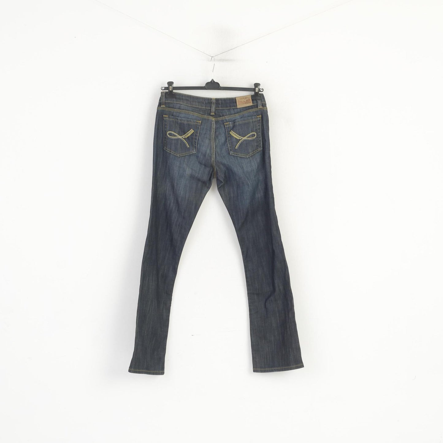 Replay Pantaloni jeans 33 da donna Pantaloni lunghi dritti in cotone denim blu scuro