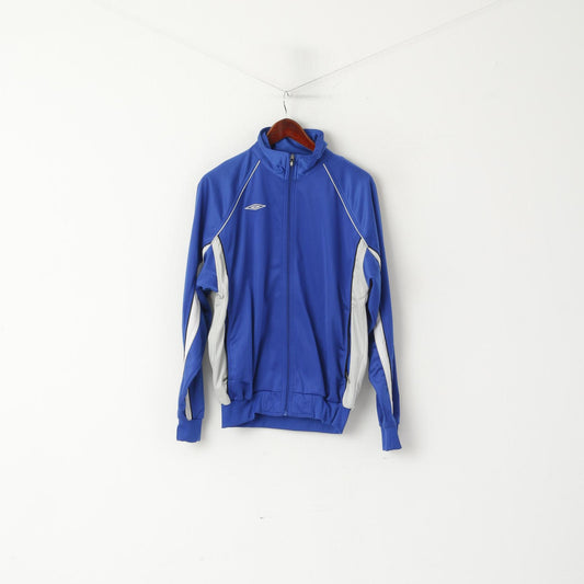 Umbro Men M Sweatshirt Blue Shiny Full Zipper Sportswear Football Retro Track Top