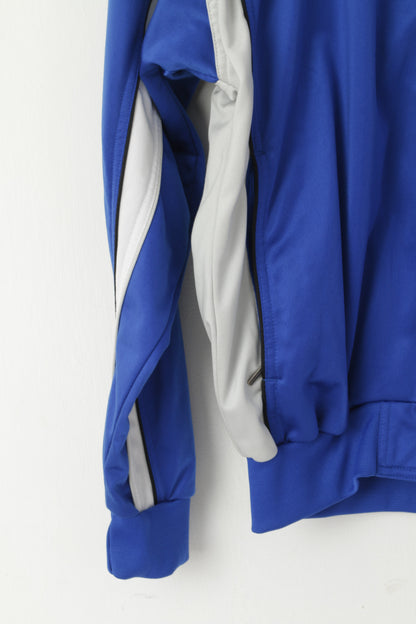 Umbro Men M Sweatshirt Blue Shiny Full Zipper Sportswear Football Retro Track Top