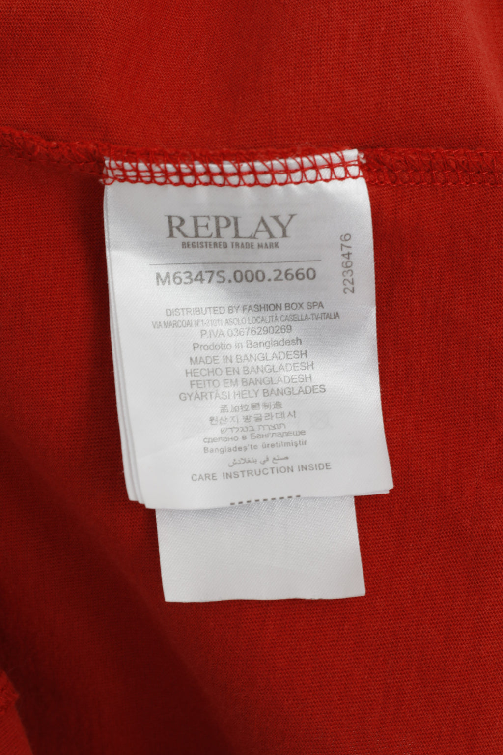 Replay Hommes M Chemise Orange Graphique Coton Ras Du Cou Bleu Jeans Haut D'été