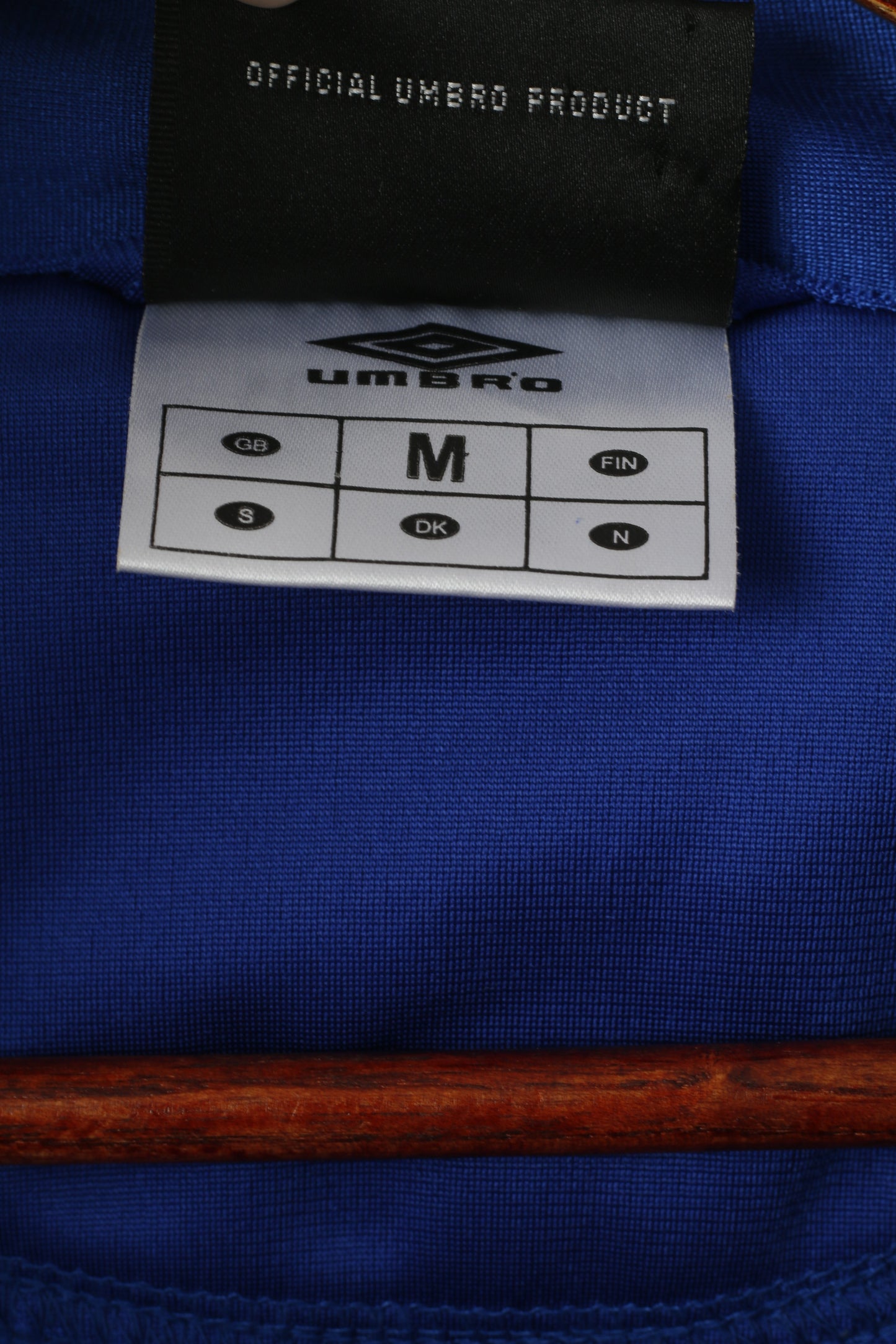 Umbro Men M Sweatshirt Blue Shiny Full Zipper Sportswear Football Retro Track Top
