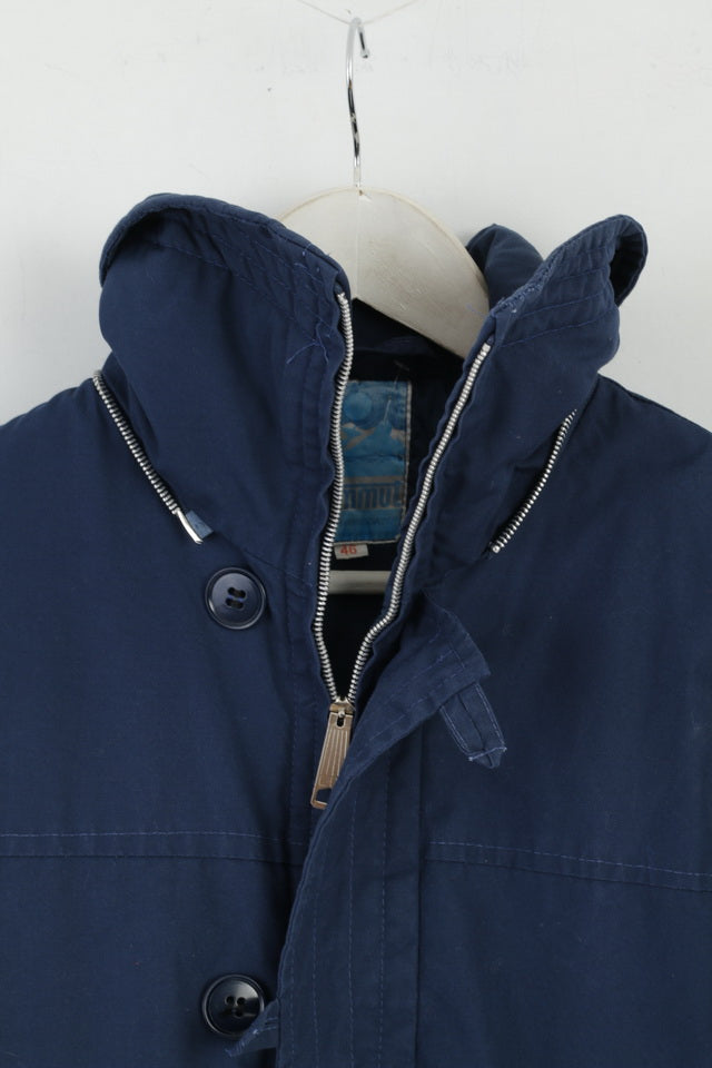 Mammut Men 46 M Jacket Vintage Navy Blue Parka Nylon Weathercoat Unisex
