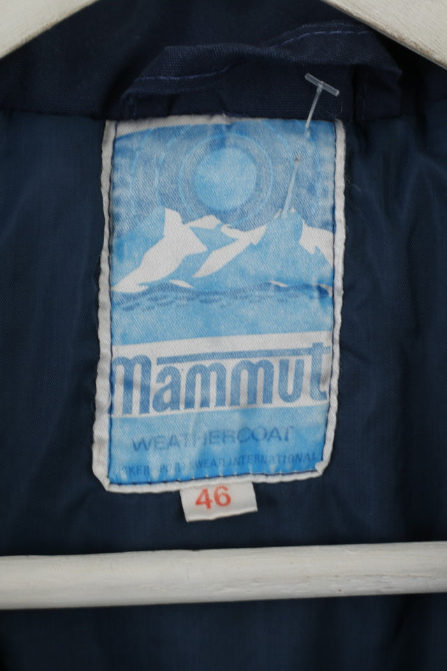 Mammut Mens 46 M Jacket Vintage Navy Blue Parka Nylon Weathercoat Unisex