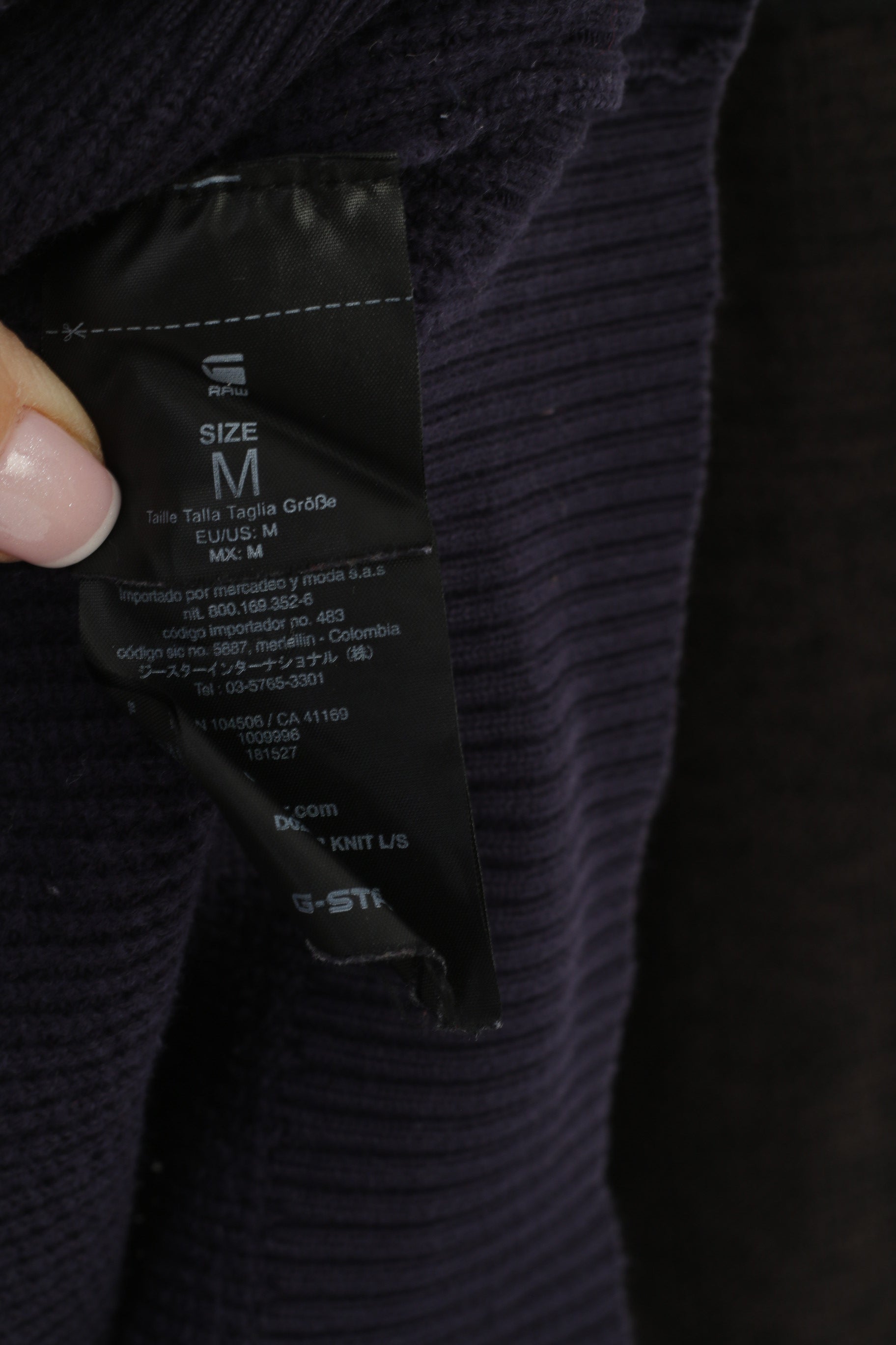 G-Star Raw Men M Jumper Navy Cotton Core Raglan Knit Crew Neck Classic Sweater