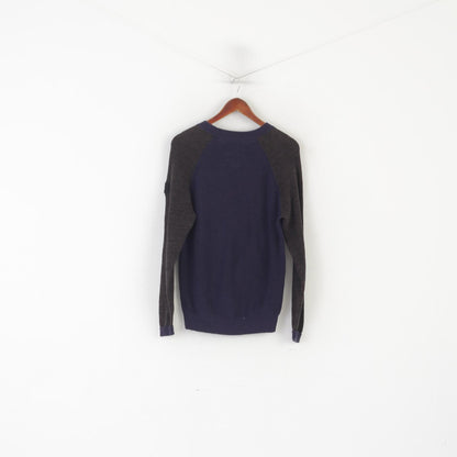 G-Star Raw Men M Jumper Maglione classico girocollo in maglia raglan in cotone blu scuro