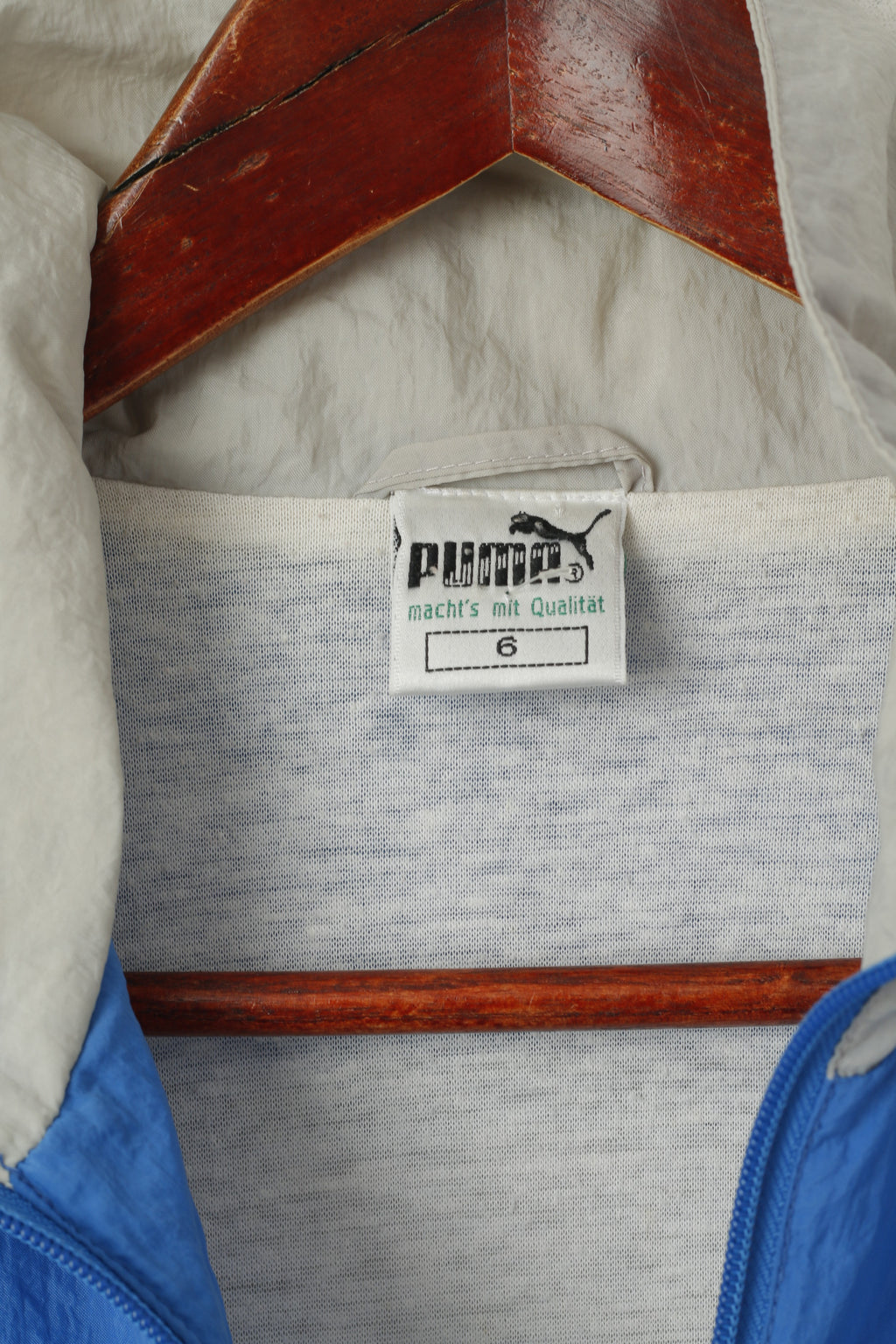 Puma Hommes 6 M Track Top Veste Bleu Vintage Full Zipper Oldschool Sport Nylon