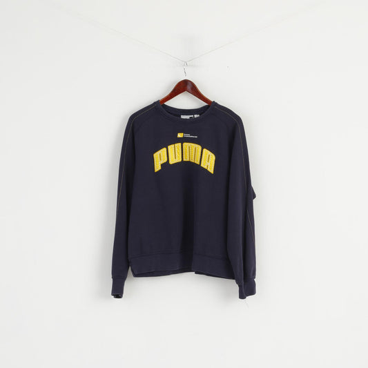 Puma Men L (M) Sweatshirt Navy Cotton Svenska Swedish Football Classic Top