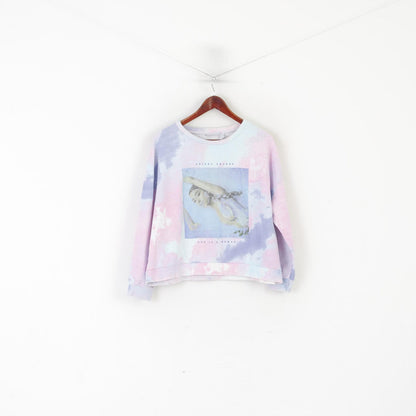 Ariana Grande Women M 12/14 Sweatshirt Pink Faded Oversize Cropped Graphic Top