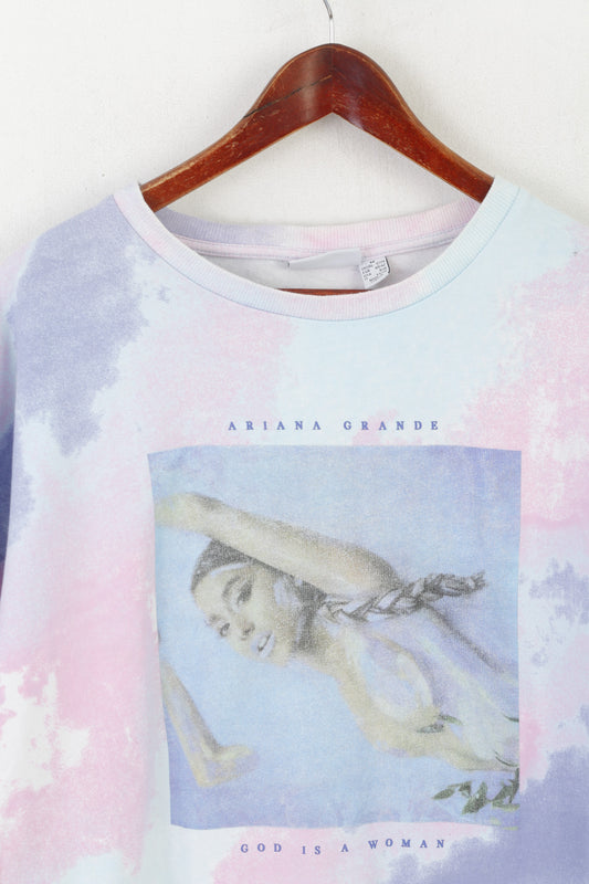 Ariana Grande Women M 12/14 Sweatshirt Pink Faded Oversize Cropped Graphic Top