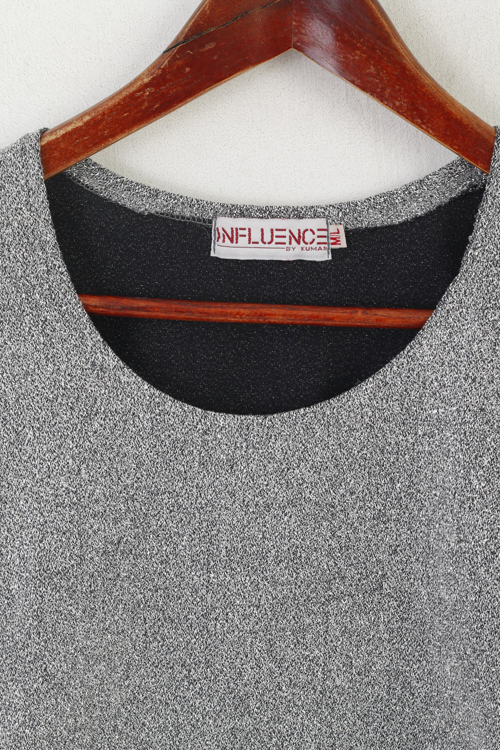 Influence By Kumar Women M/L (S) Shirt Silver Shiny Vintage Lycra Party Top