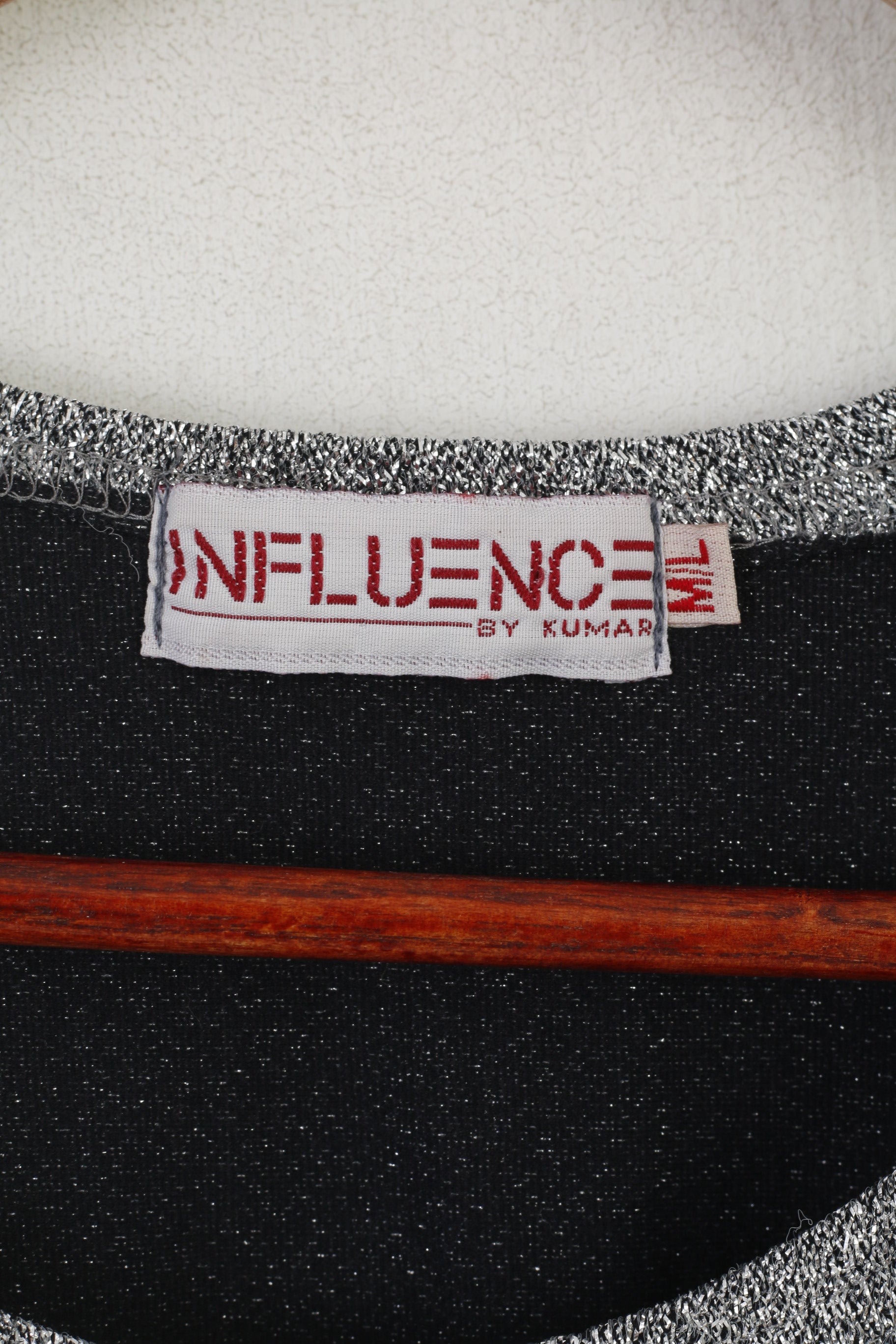 Influence By Kumar Women M/L (S) Shirt Silver Shiny Vintage Lycra Party Top