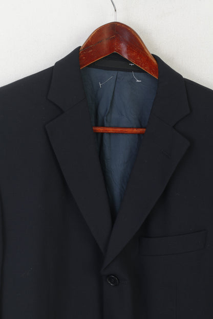 Marks & Spencer Men 40 102 Blazer Navy Wool Single Breasted Shoulder Pads Jacket