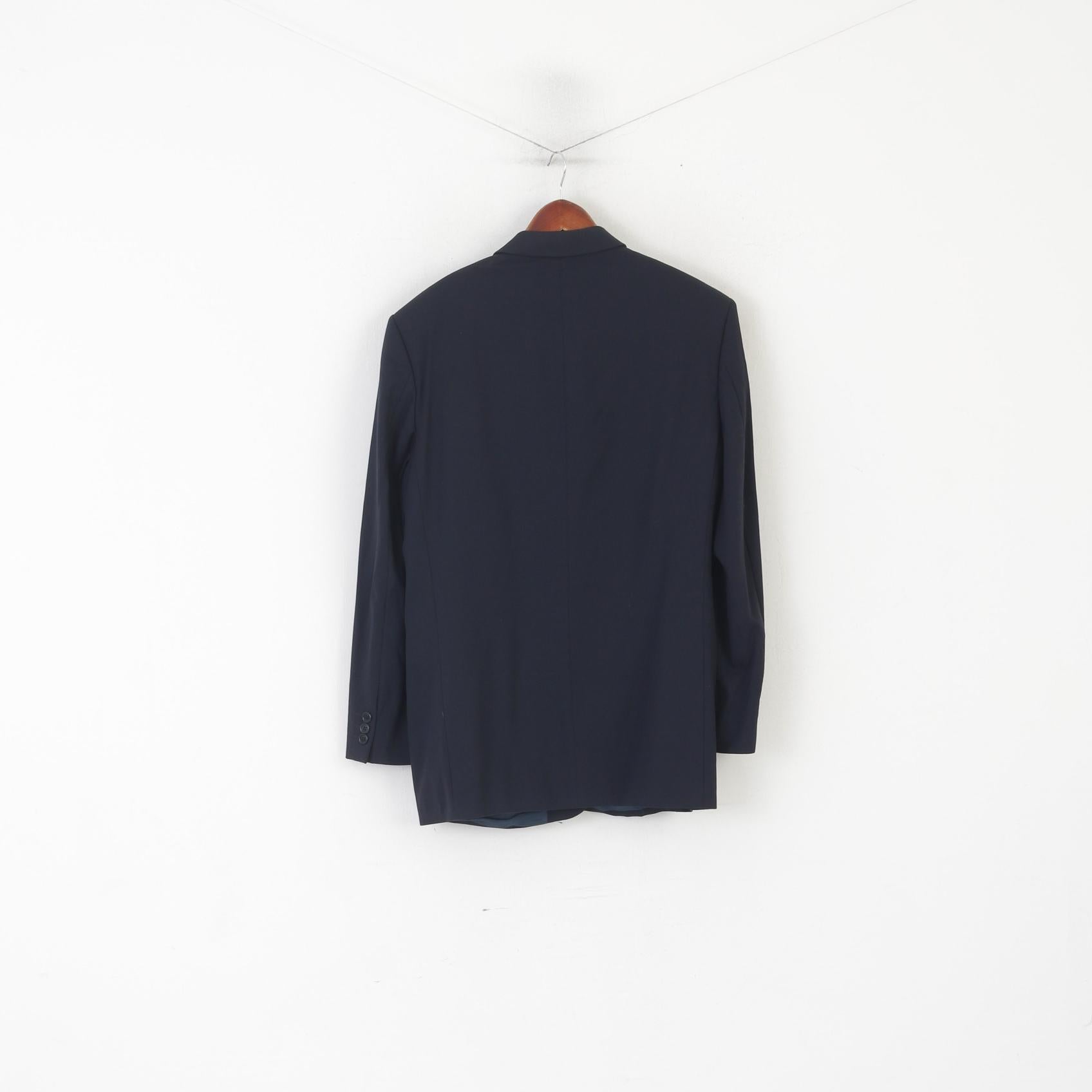 Marks &amp; Spencer Hommes 40 102 Blazer Marine Laine Simple Boutonnage Épaulettes Veste