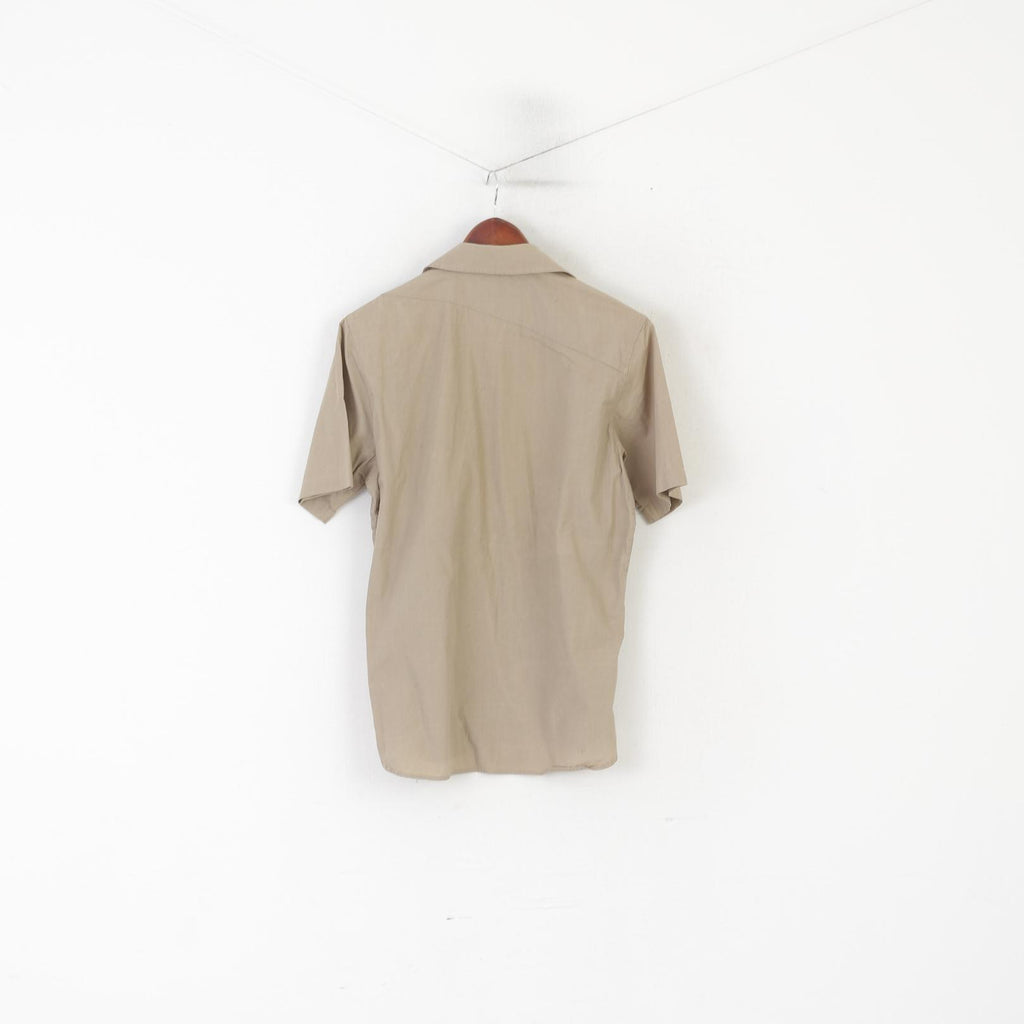 Volcom Men S Casual Shirt Beige Cotton Tailored Pocket Short Sleeve Outdoor Top