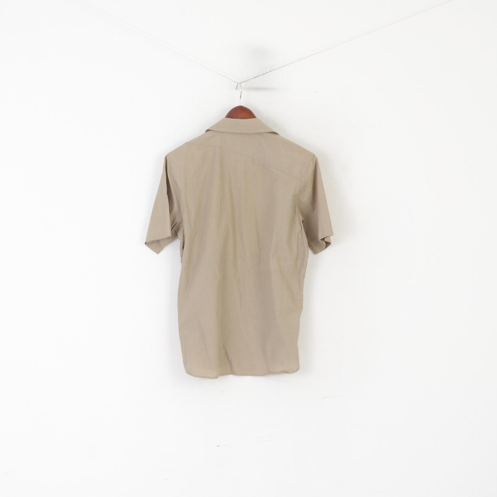 Volcom Men S Casual Shirt Beige Cotton Tailored Pocket Short Sleeve Outdoor Top