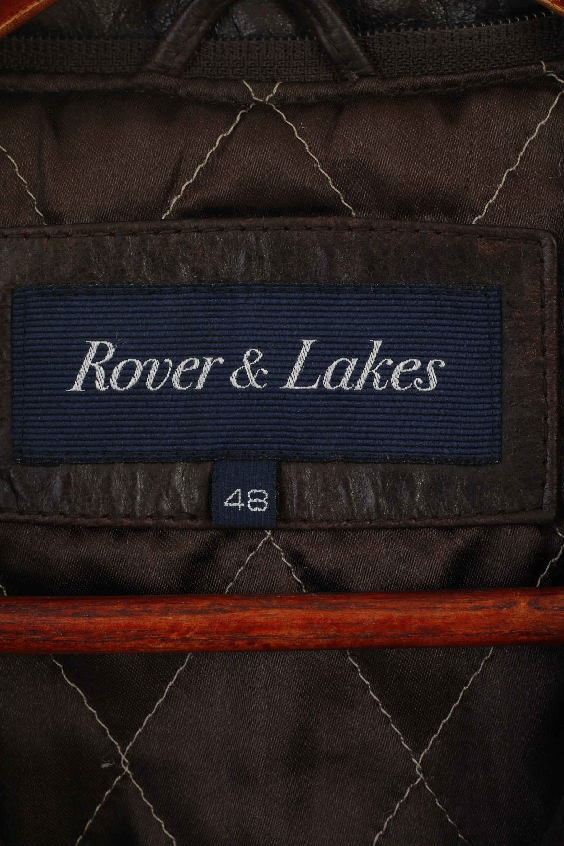 Rover & Lakes Men 48 M Jacket Brown Leather Shiny Vintage Classic Biker Top