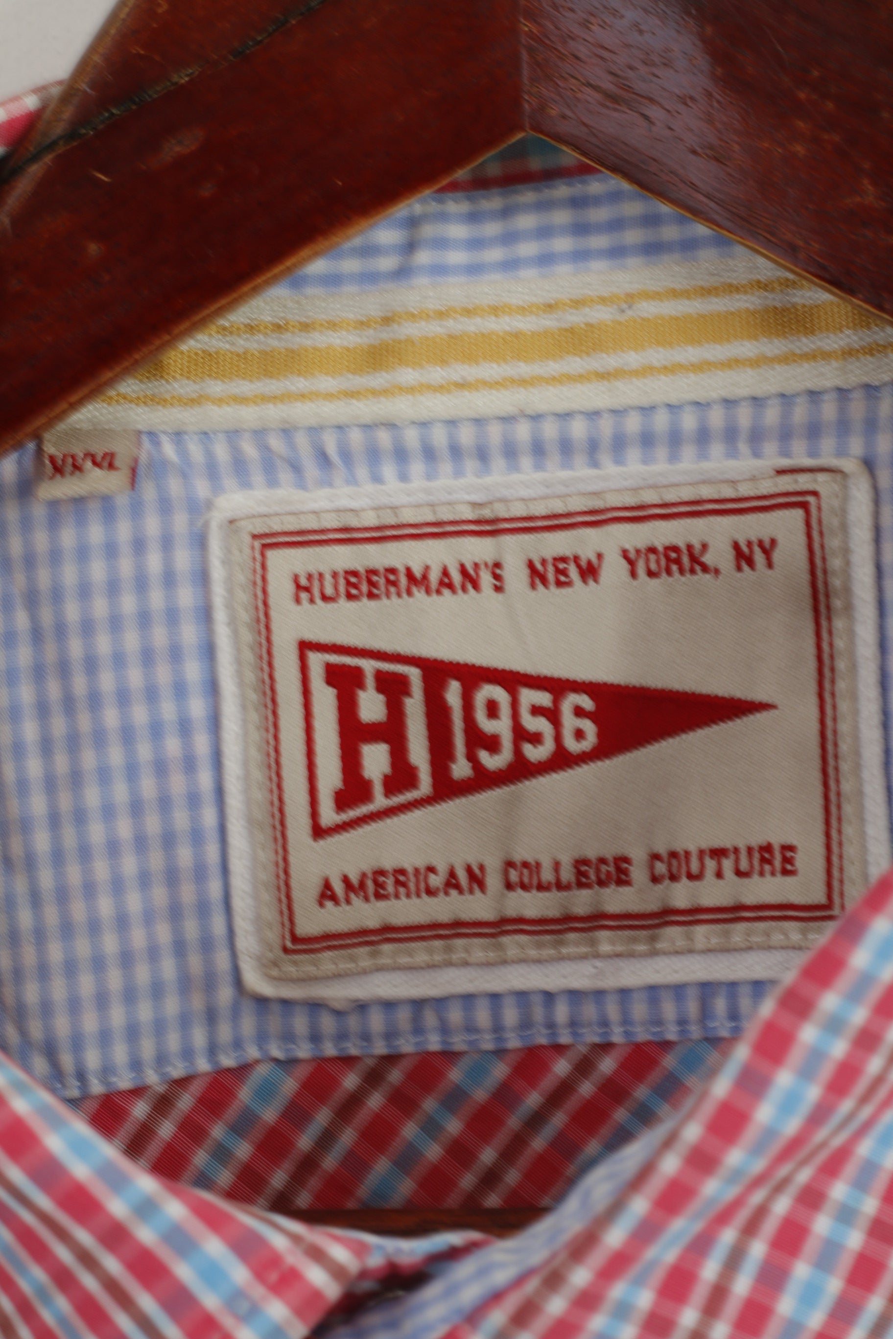 Huberman's Men XXXL Casual Shirt Pink Check College Couture Long Sleeve Top