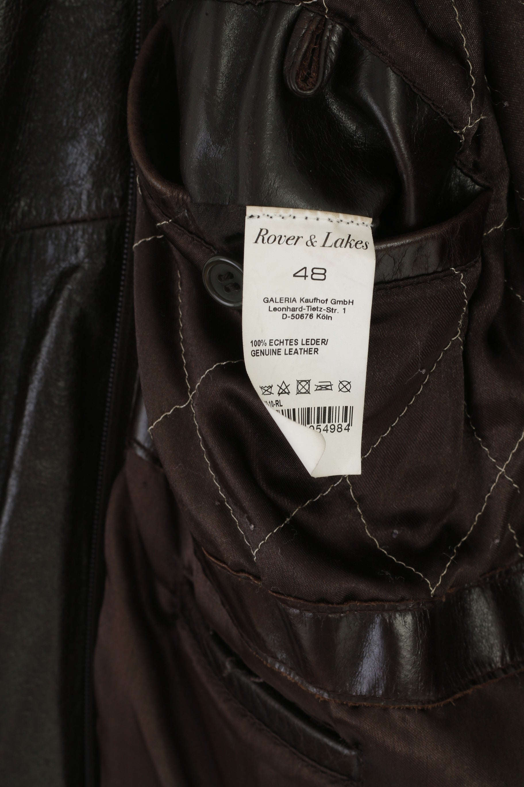 Rover & Lakes Men 48 M Jacket Brown Leather Shiny Vintage Classic Biker Top
