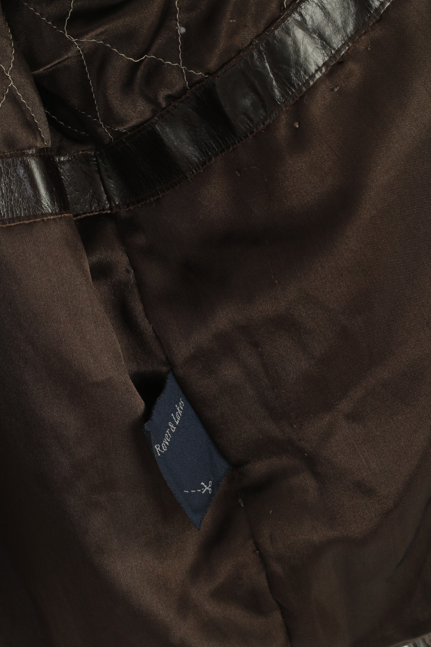 Rover & Lakes Men 48 M Jacket Brown Leather Shiny Vintage Classic Biker Top